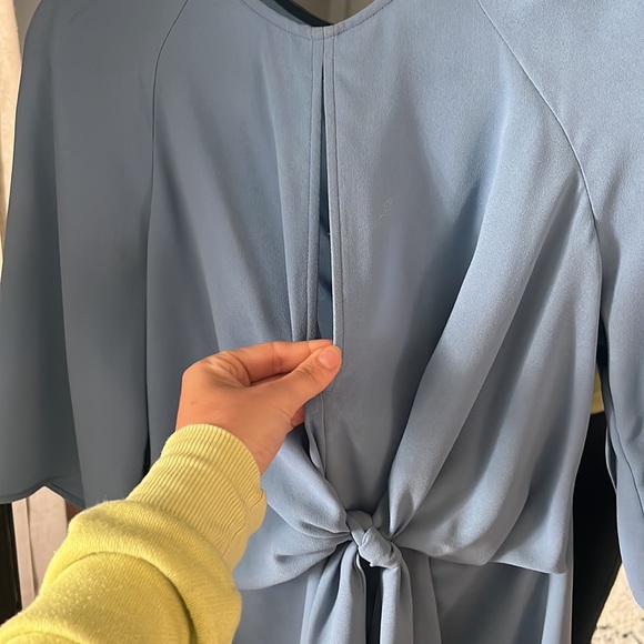 TOP SHOP TIE FRONT MINI DRESS: BLUE 4 US - Picture 5 of 5